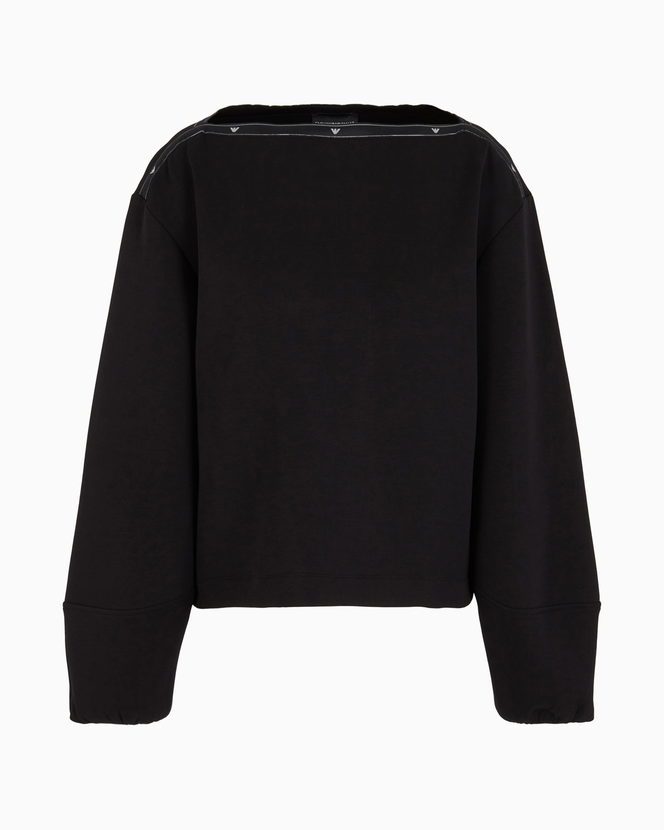 Sweat-shirt à col bateau en jersey double avec bande logo aigle Diapositive 0