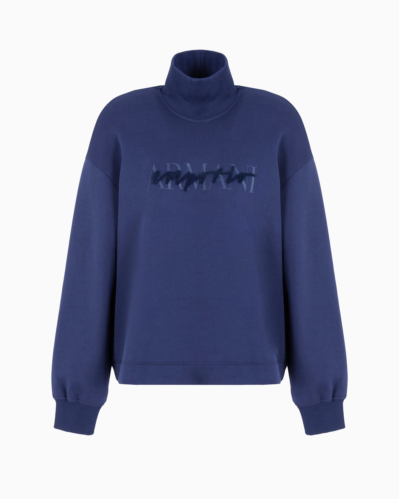 Sweat-shirt à col roulé en jersey double avec logo en caoutchouc et relief doux Diapositive 0