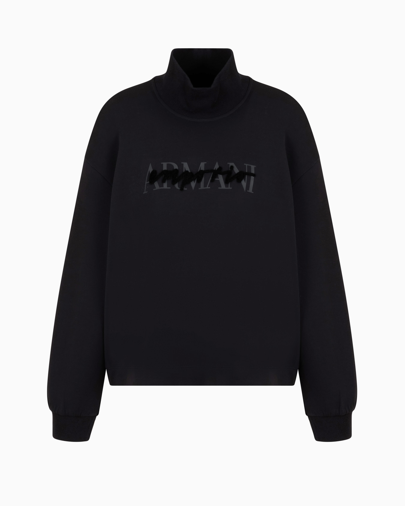 Sweat-shirt à col roulé en jersey double avec logo en caoutchouc et relief doux Diapositive 0