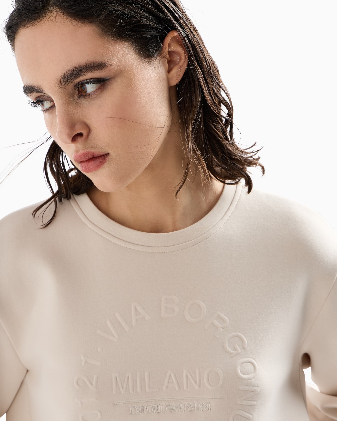 Double-jersey oversized sweatshirt with embossed logo and side zips Slide 4