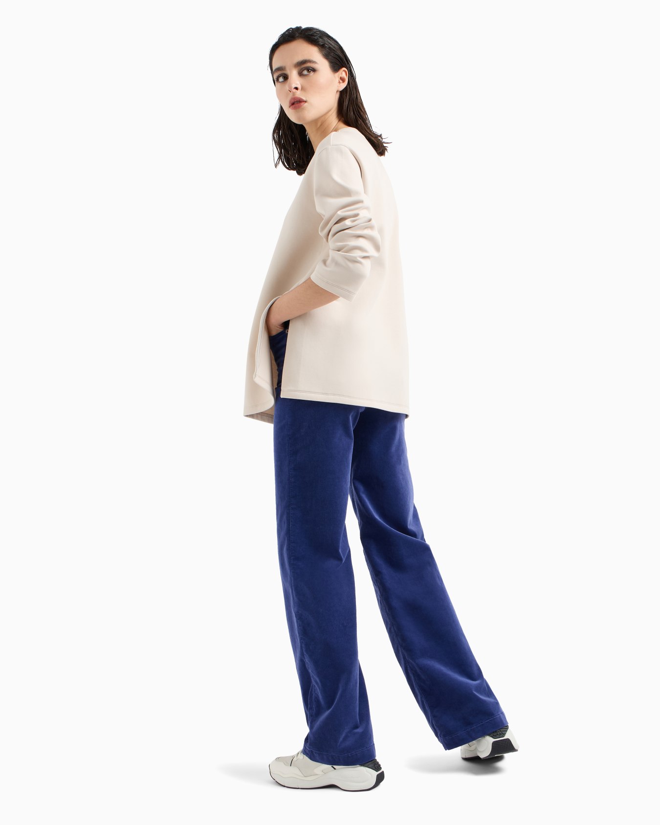 Double-jersey oversized sweatshirt with embossed logo and side zips Slide 3