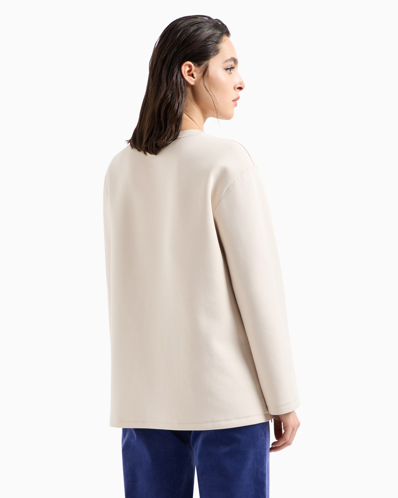 Double-jersey oversized sweatshirt with embossed logo and side zips Slide 2