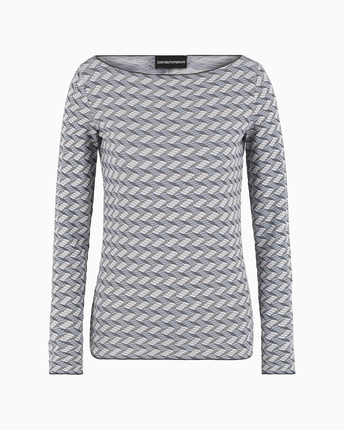 Jersey de cuello barco de tejido jacquard de punto con motivo en relieve Diapositiva 0