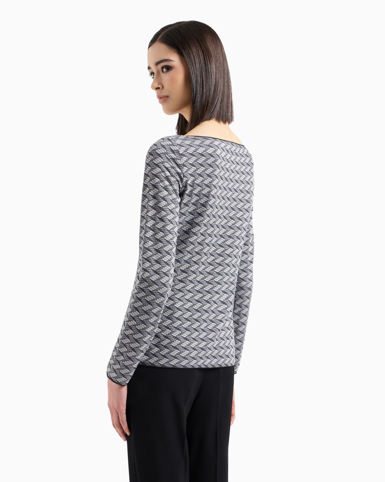 Jersey de cuello barco de tejido jacquard de punto con motivo en relieve Diapositiva 2