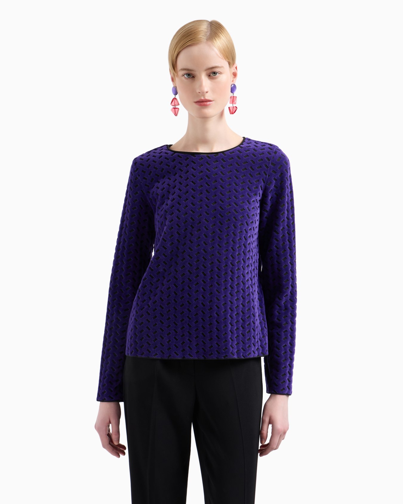 Soft-touch devoré-pattern jumper Slide 1