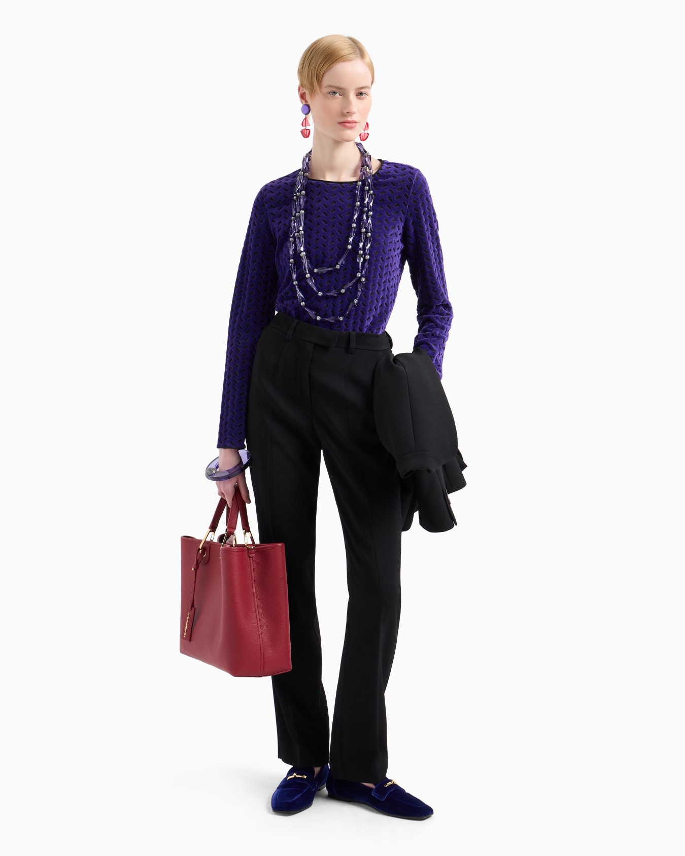 Soft-touch devoré-pattern jumper Slide 3