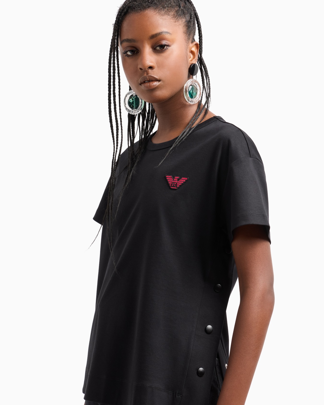 T-shirt avec boutons-pression latéraux en jersey biologique mercerisé Supima ASV Diapositive 4