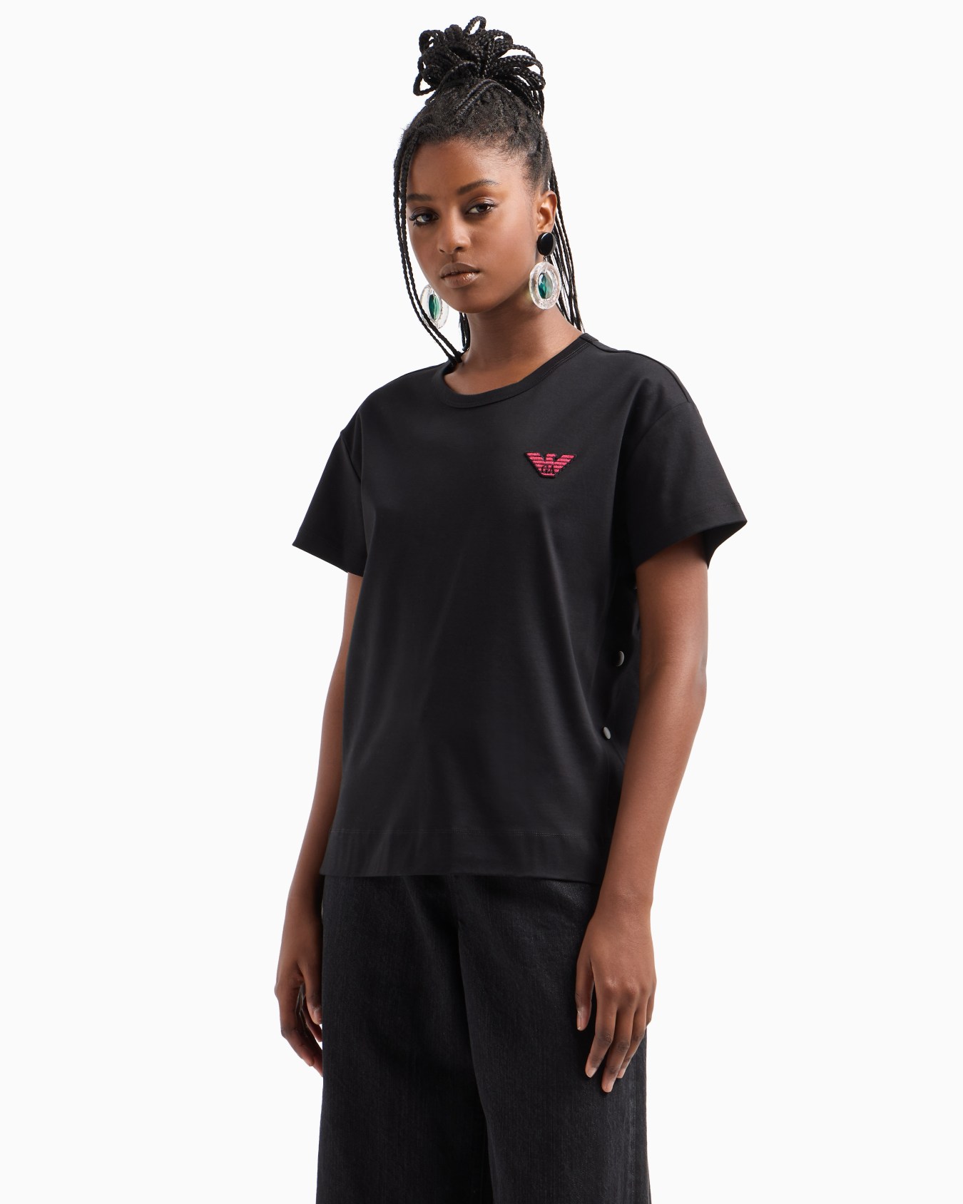 T-shirt avec boutons-pression latéraux en jersey biologique mercerisé Supima ASV Diapositive 1