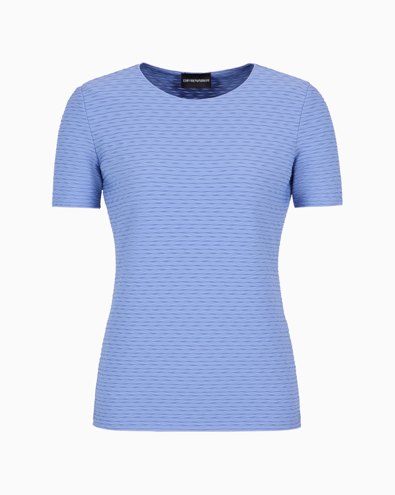 Stretch jersey short-sleeved jumper with an embossed irregular knit Slide 0