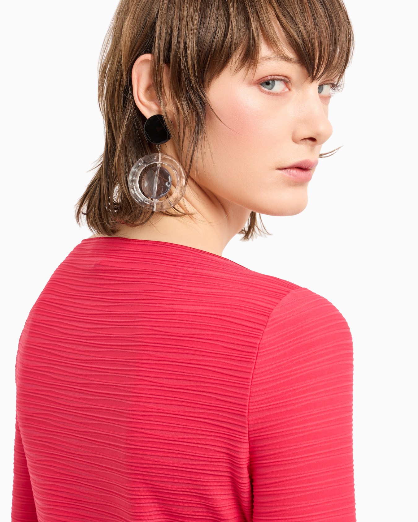 Stretch jacquard nylon jersey boat-neck jumper Slide 3