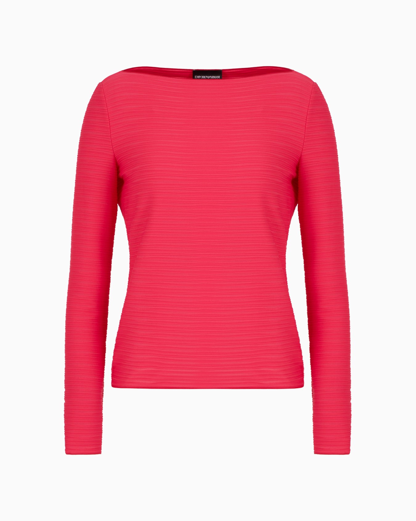 Stretch jacquard nylon jersey boat-neck jumper Slide 0