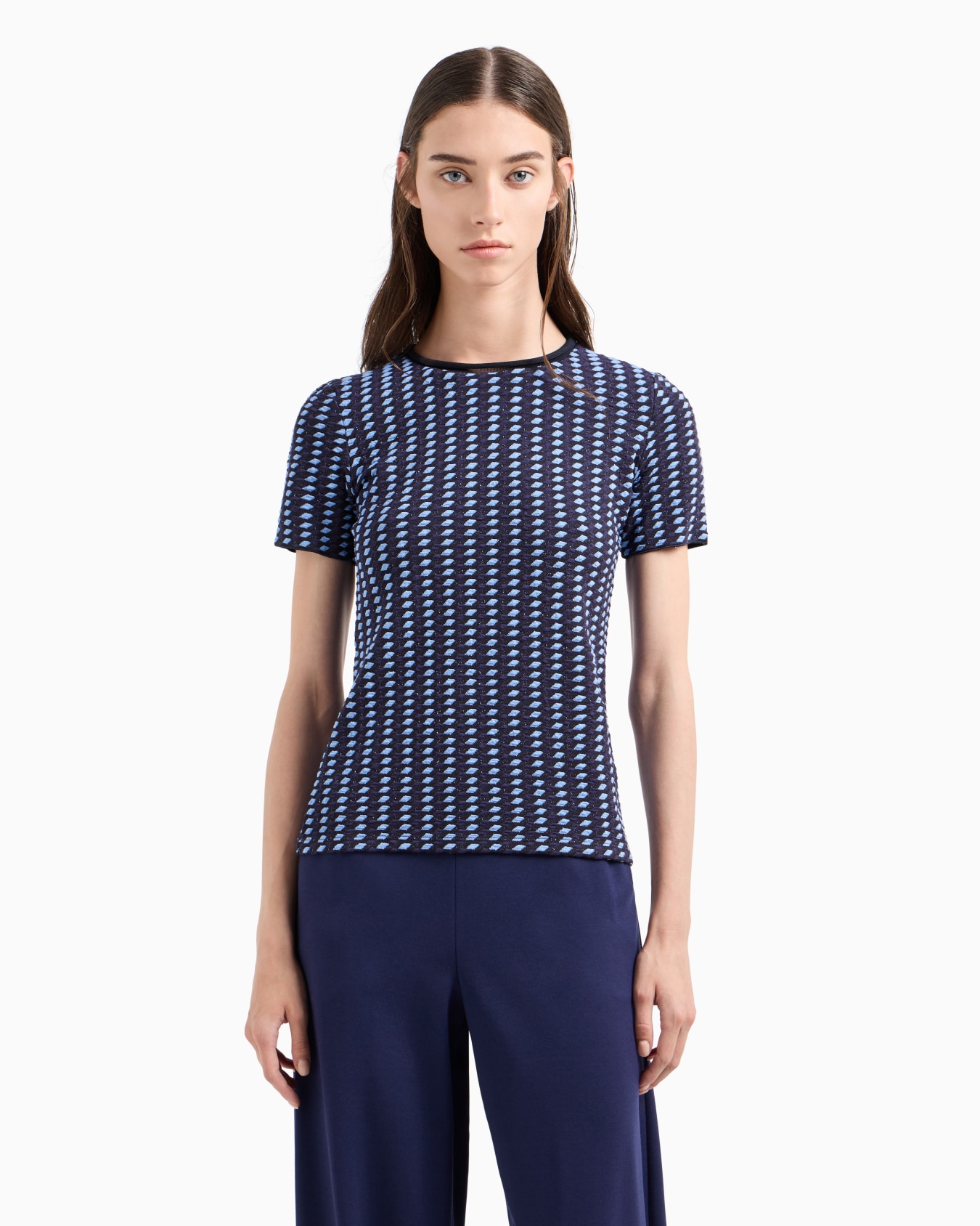 Jacquard jersey jumper with a 3D-effect embossed motif Slide 1