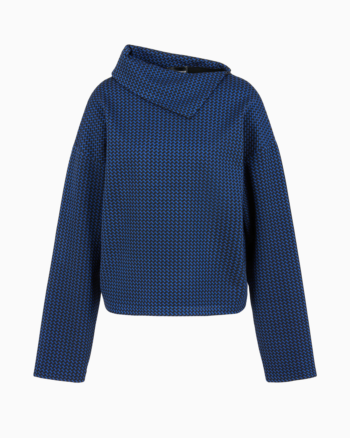 Jumper with a large turned-up collar in viscose jacquard jersey Slide 0