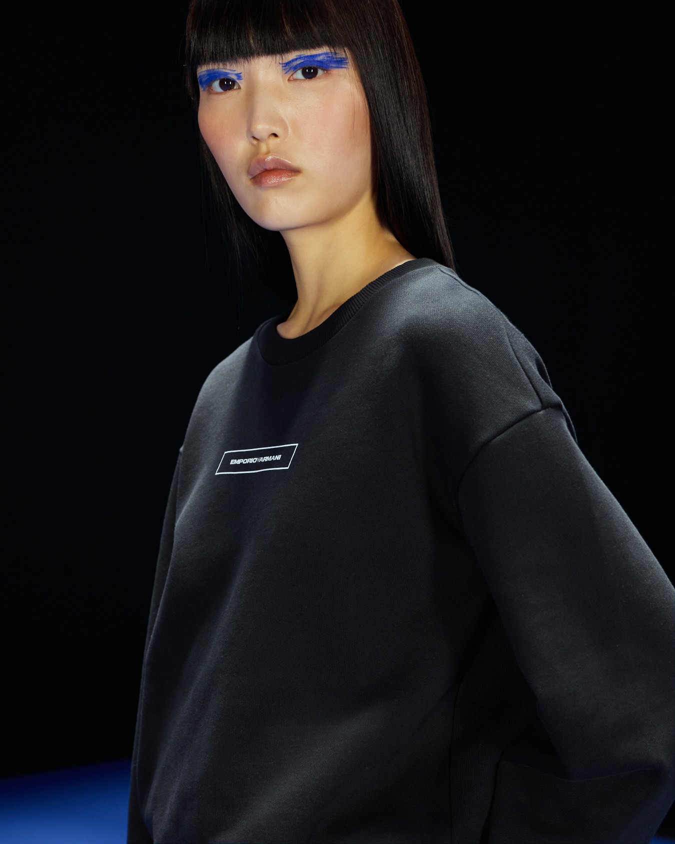 ASV Black Blue capsule collection organic-jersey sweatshirt with embroidery and print Slide 4