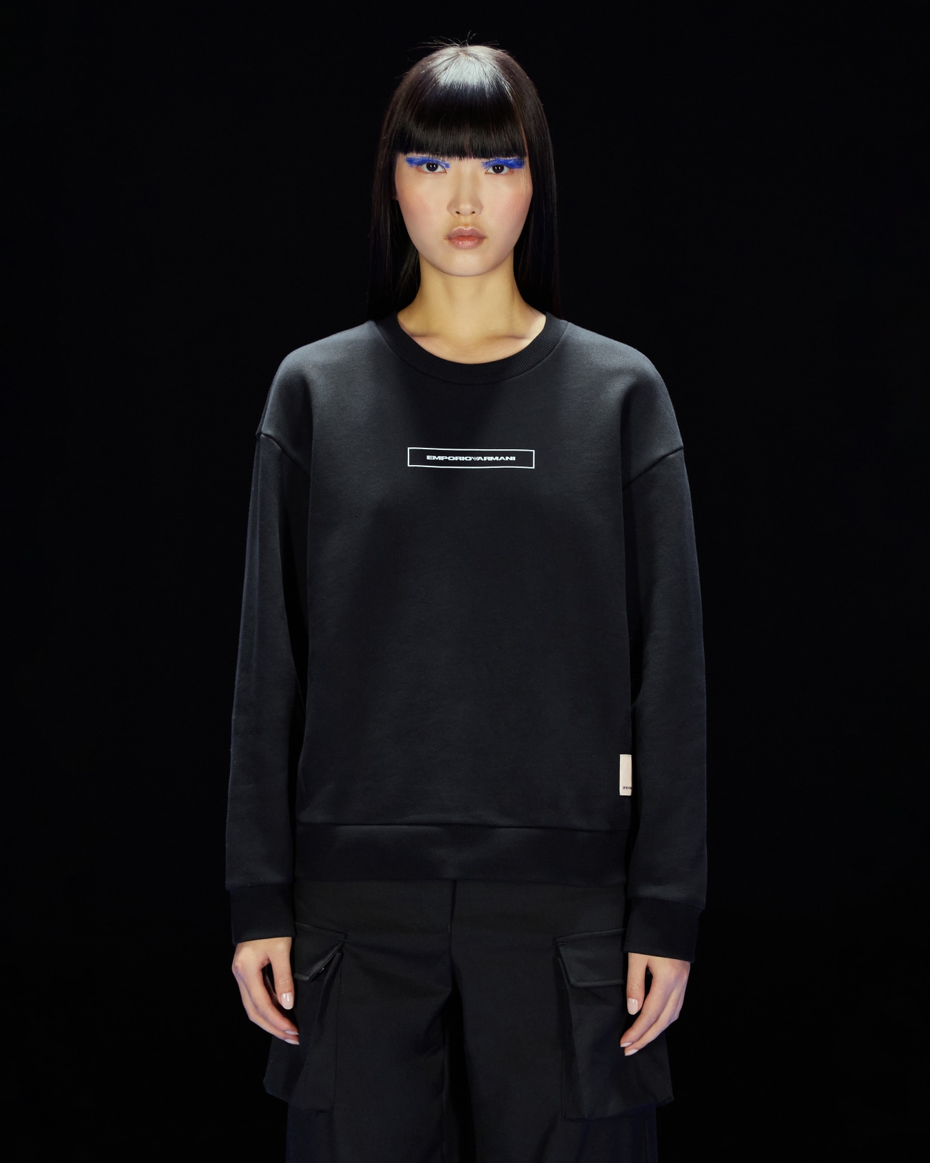 ASV Black Blue capsule collection organic-jersey sweatshirt with embroidery and print Slide 1