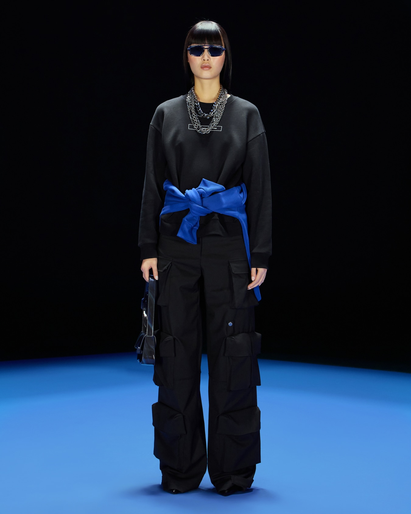ASV Black Blue capsule collection organic-jersey sweatshirt with embroidery and print Slide 3