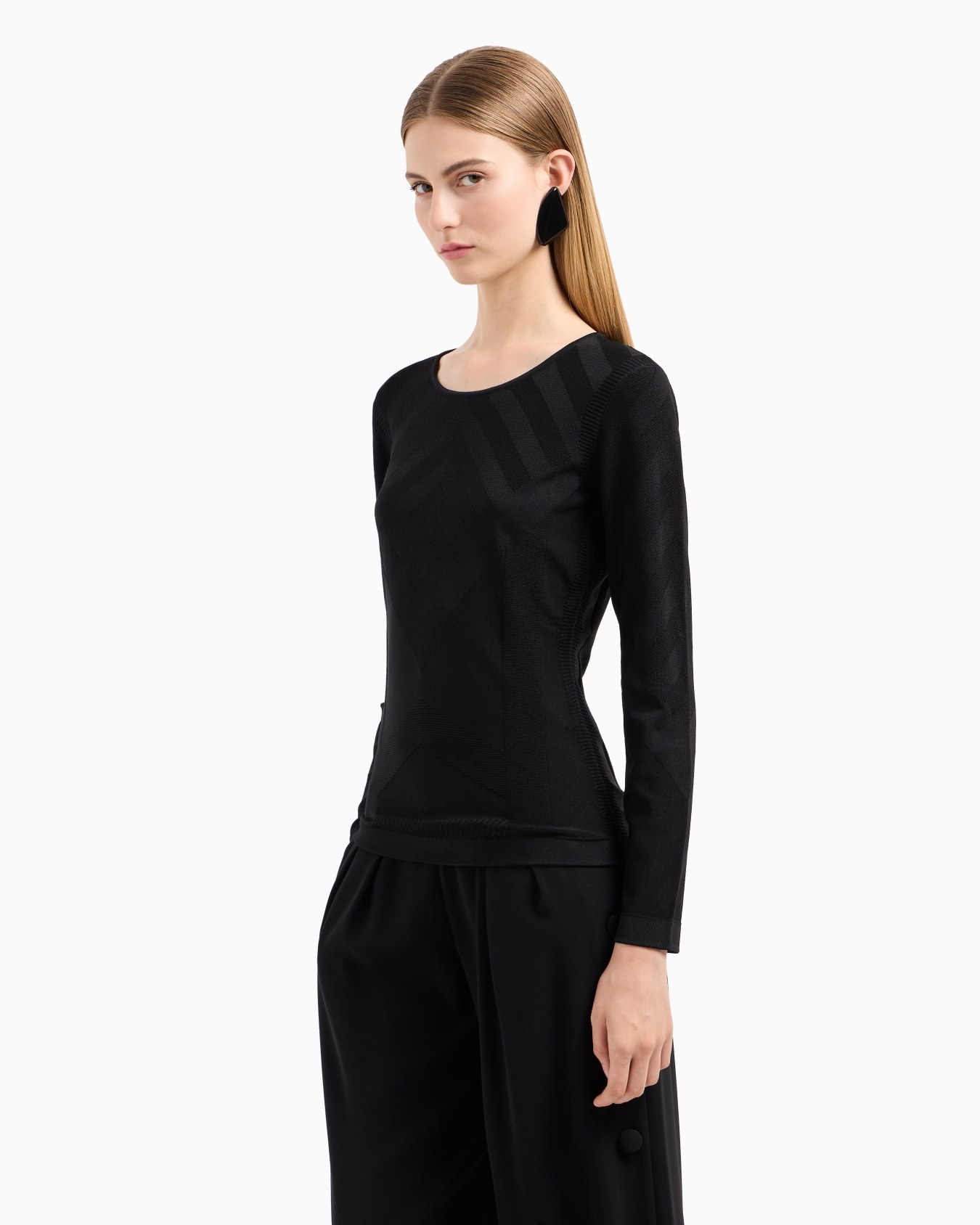 Jersey en mezcla de viscosa con elaboración acanalada y vanisé Diapositiva 1