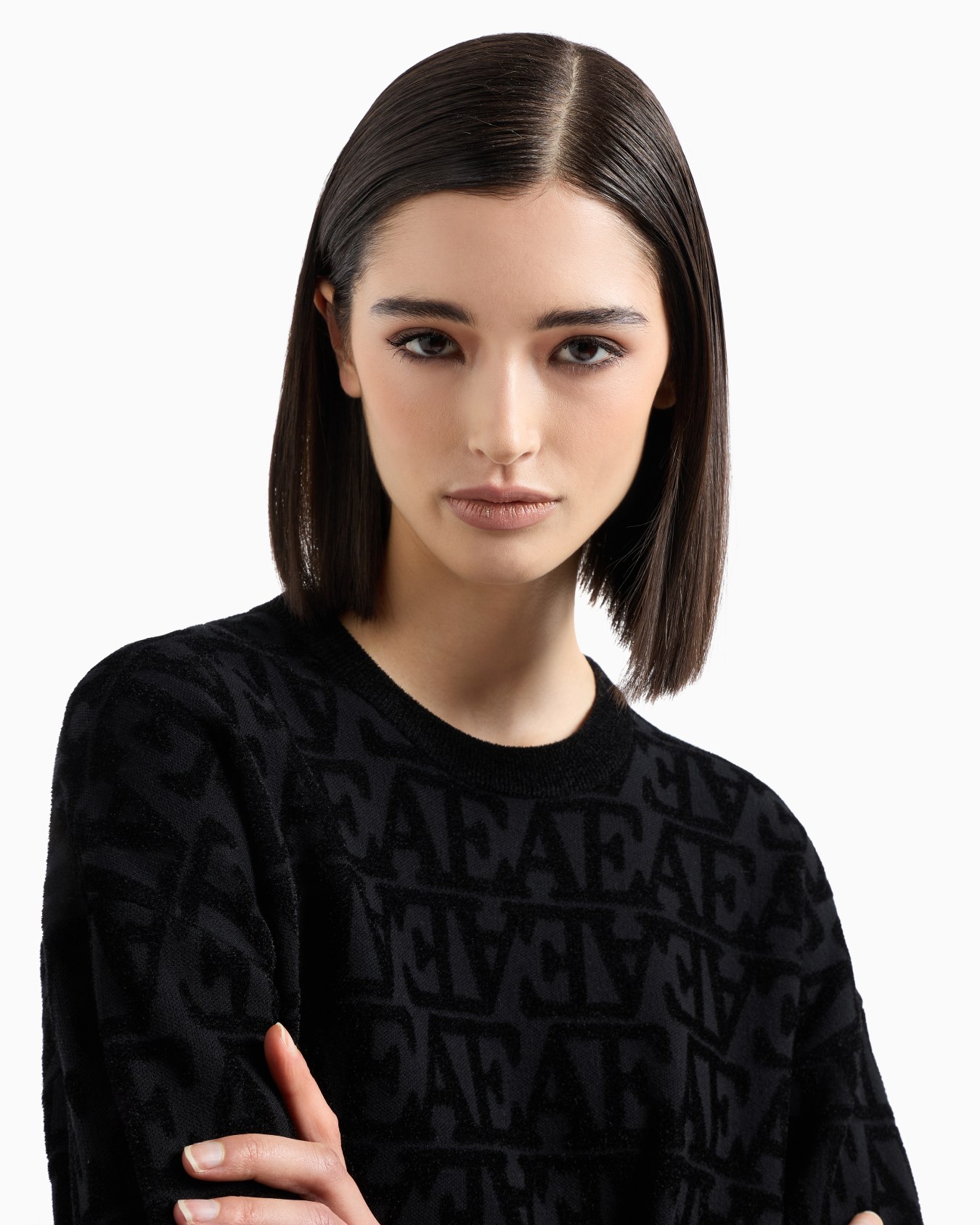 Pull en jacquard de viscose avec logo EA et effet flocage all over Diapositive 4