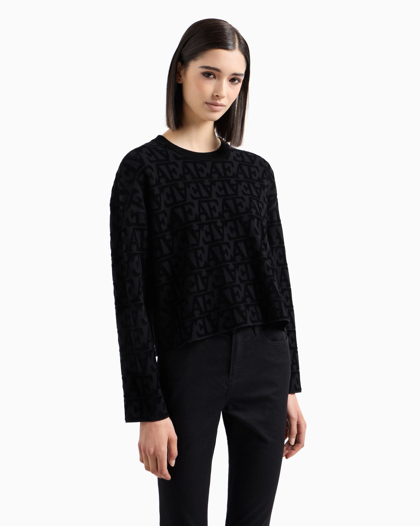 Pull en jacquard de viscose avec logo EA et effet flocage all over Diapositive 1