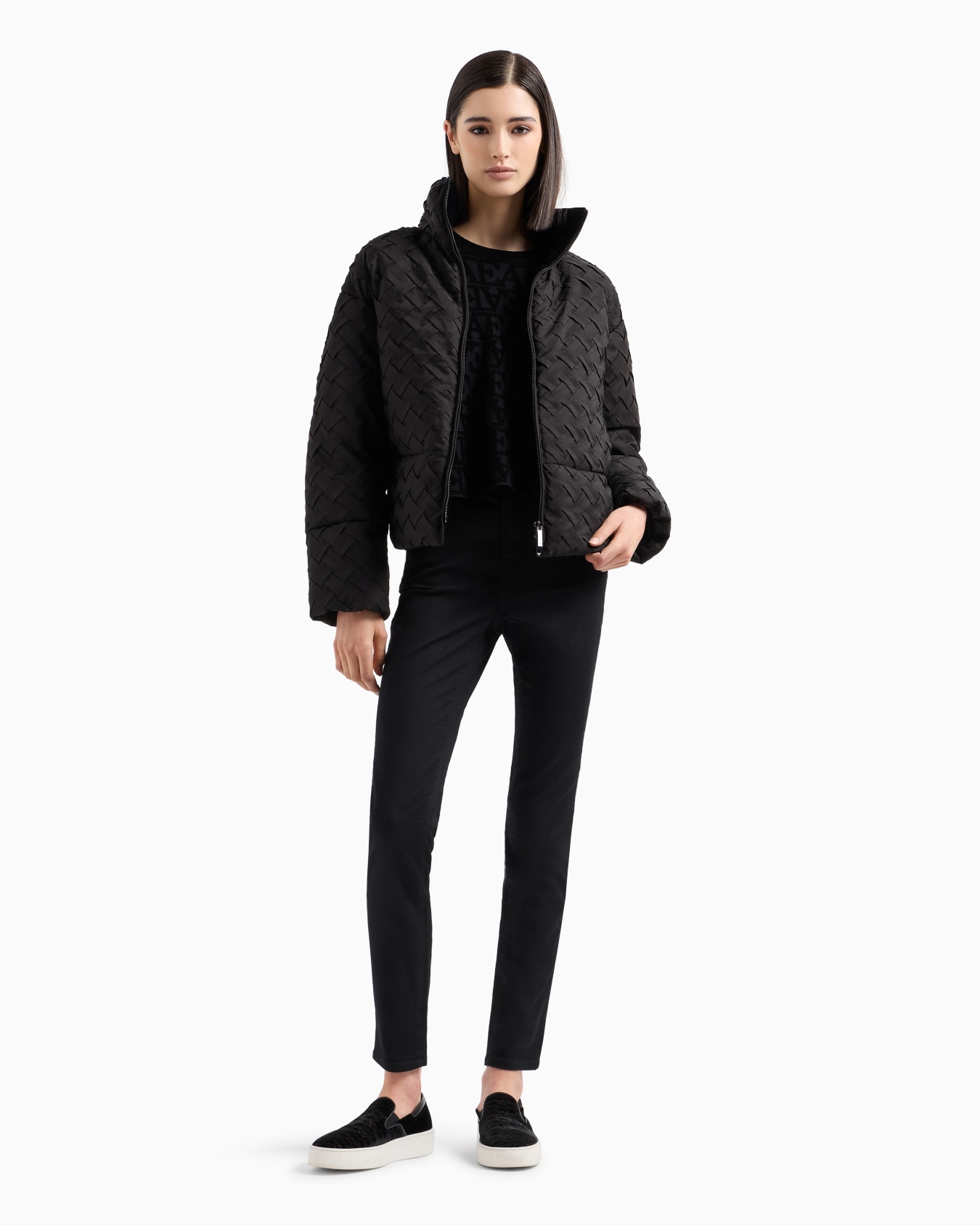 Pull en jacquard de viscose avec logo EA et effet flocage all over Diapositive 3