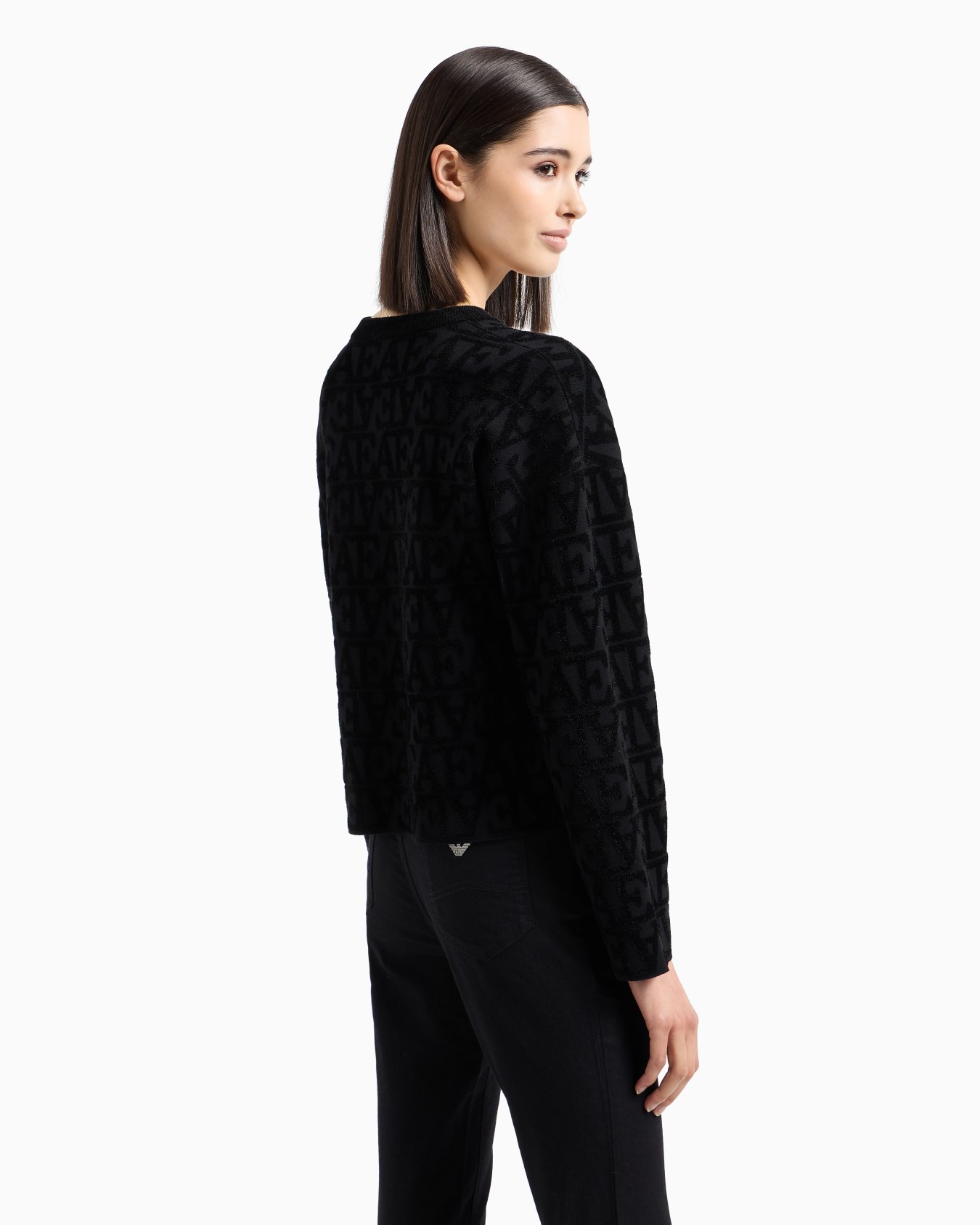 Pull en jacquard de viscose avec logo EA et effet flocage all over Diapositive 2