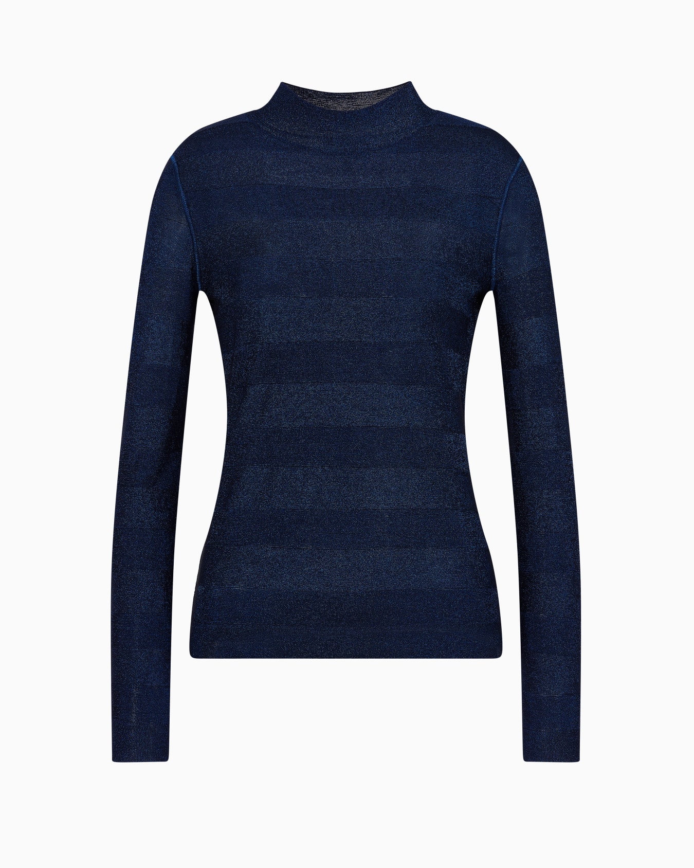 Nahtloser Rollkragenpullover aus Viskose mit Rechts- und Linksverarbeitung, die eine Streifen-Optik erzeugt Folie 0