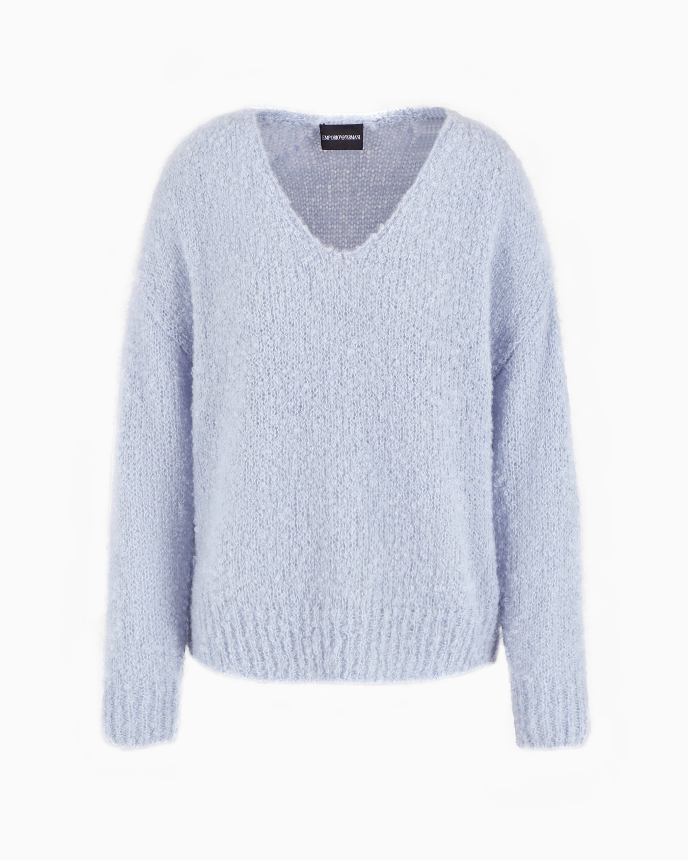Maxi-Pullover mit V-Ausschnitt aus reinem Kaschgora in Glattstrick Folie 0