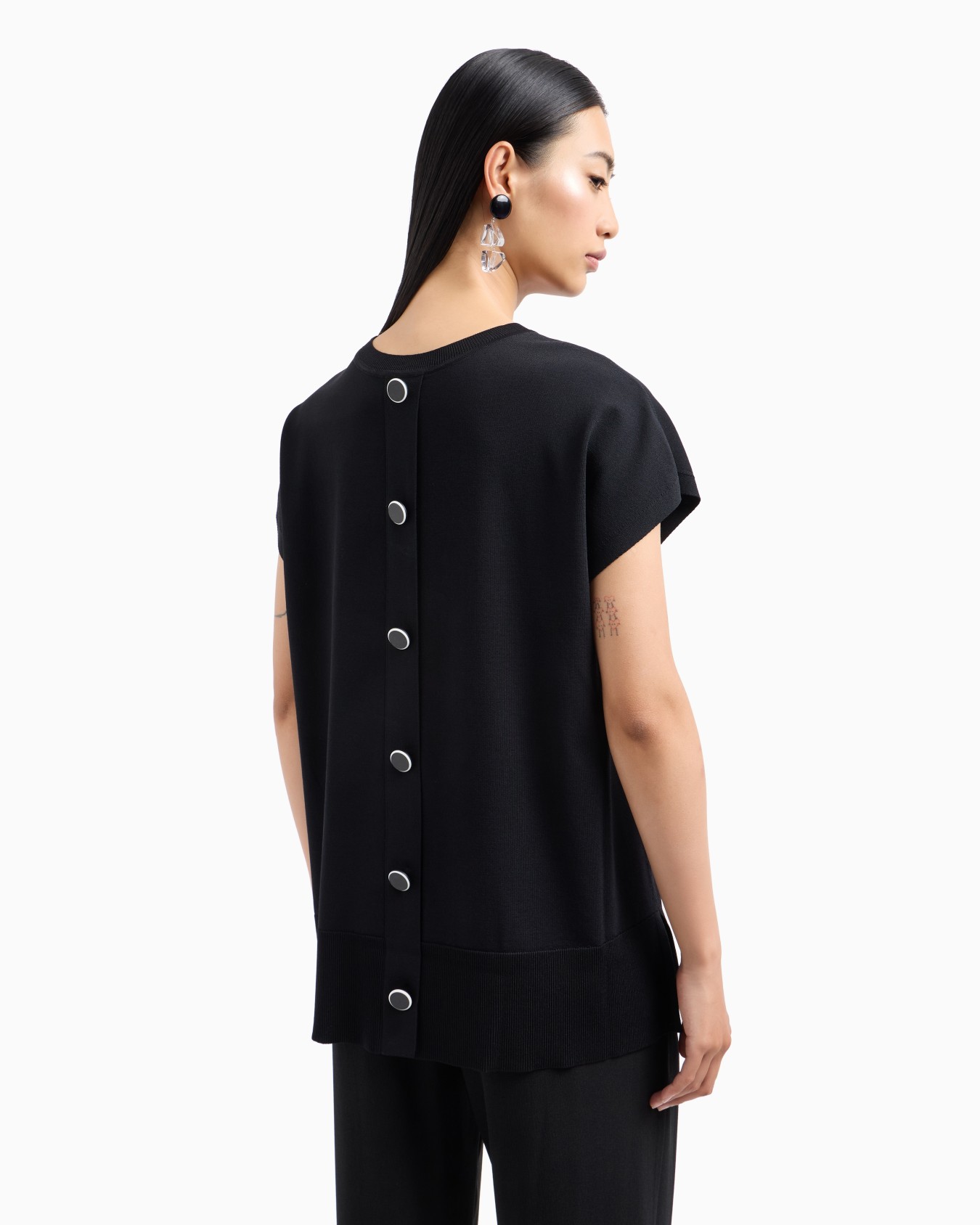 Milano-stitch fabric oversized jumper with buttons Slide 2