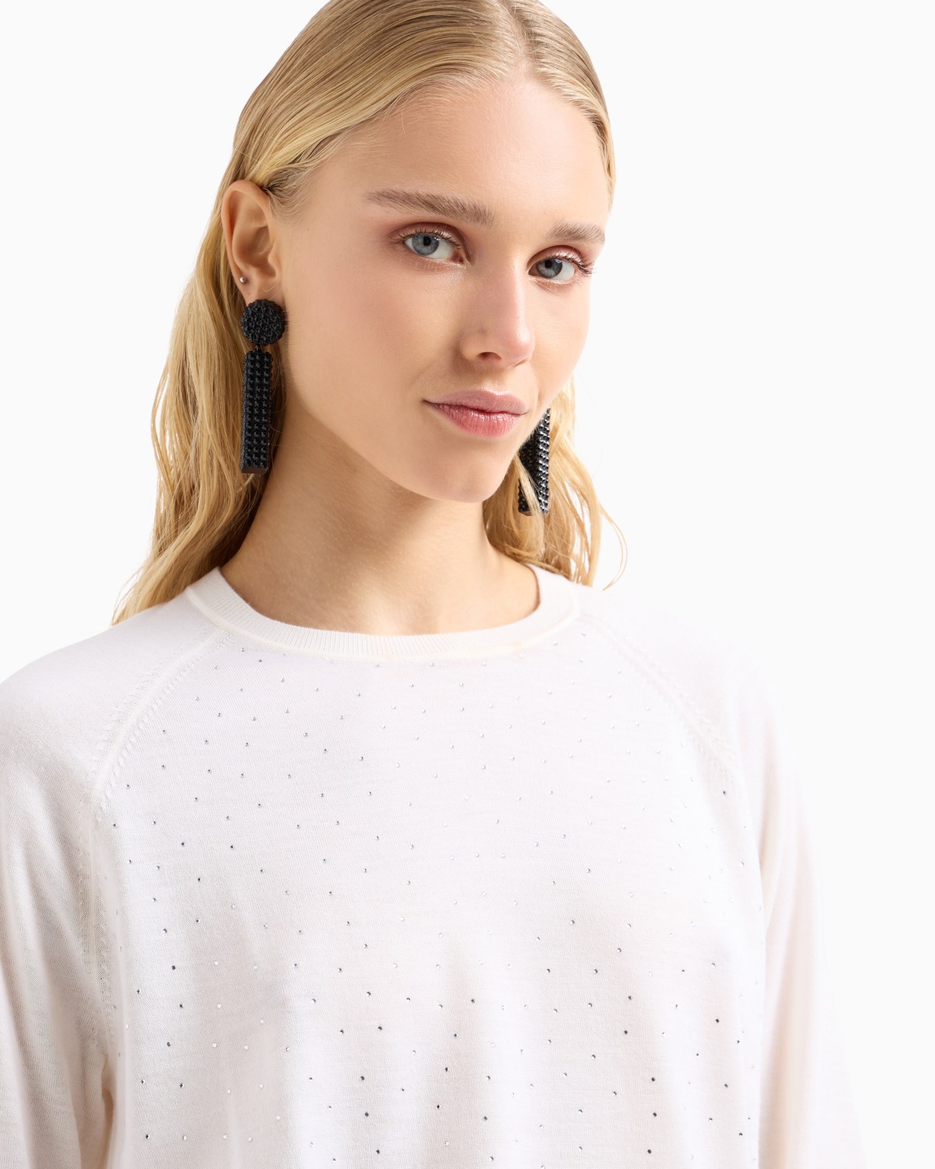 Plain-knit wool jumper with micro rhinestones Slide 4
