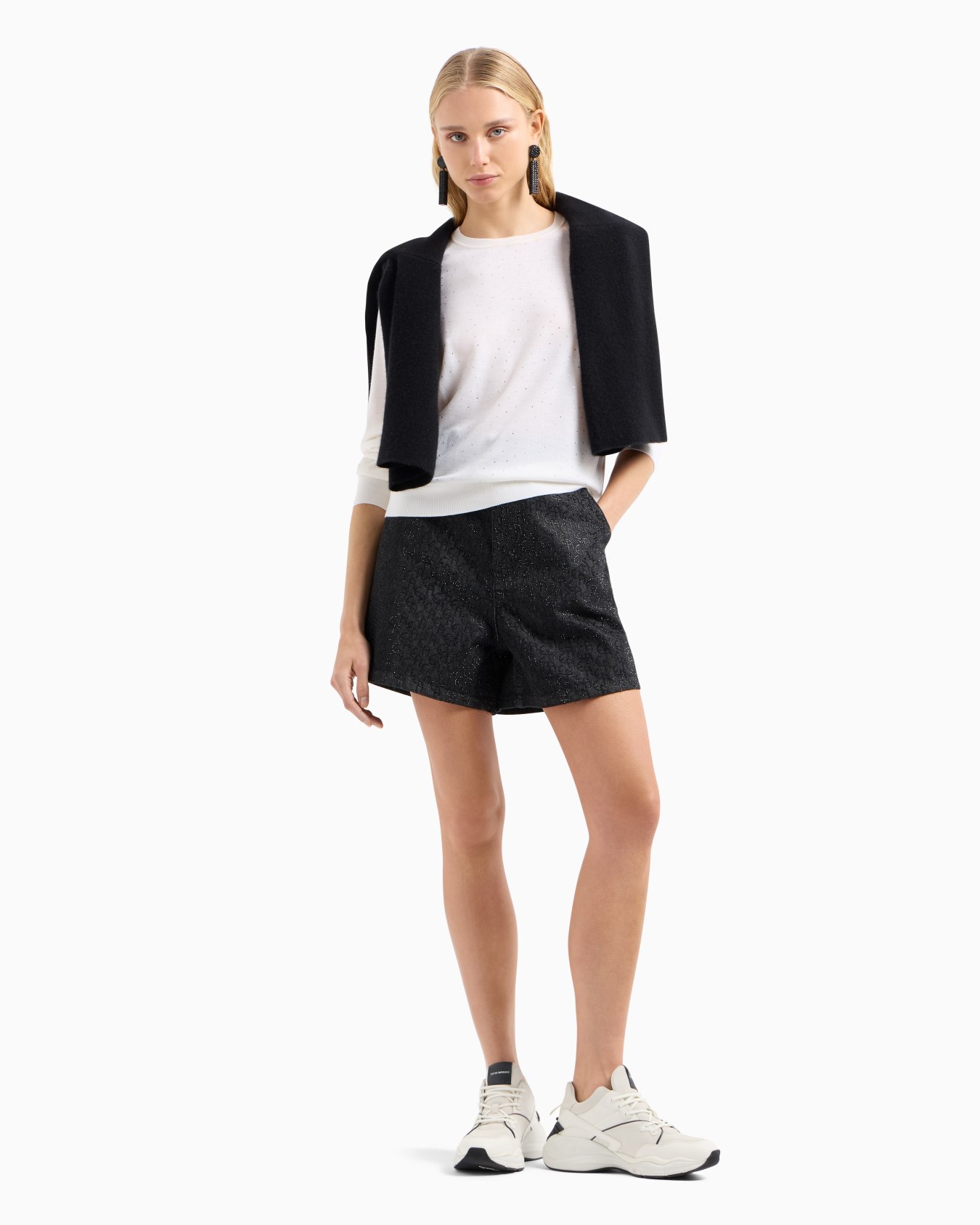 Plain-knit wool jumper with micro rhinestones Slide 3