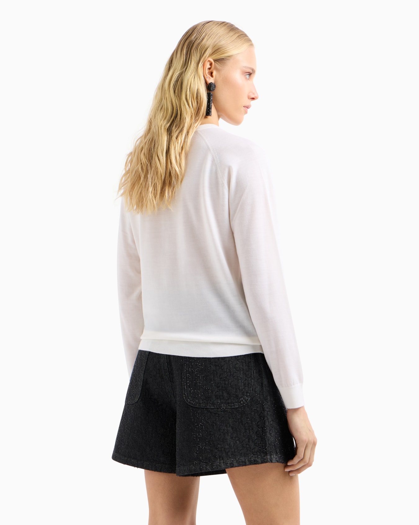 Plain-knit wool jumper with micro rhinestones Slide 2
