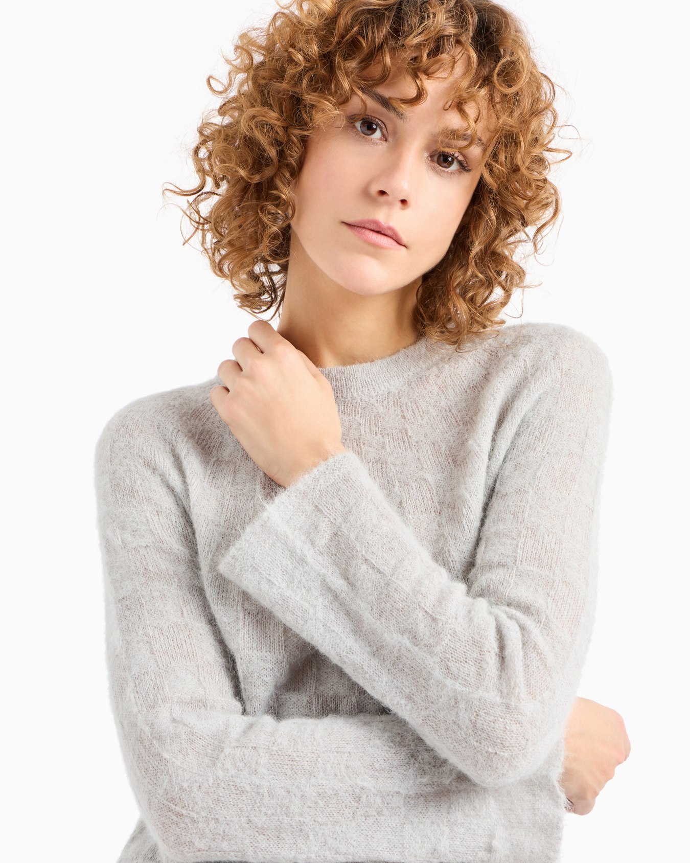 Pull à carreaux en alpaga sans couture Diapositive 5