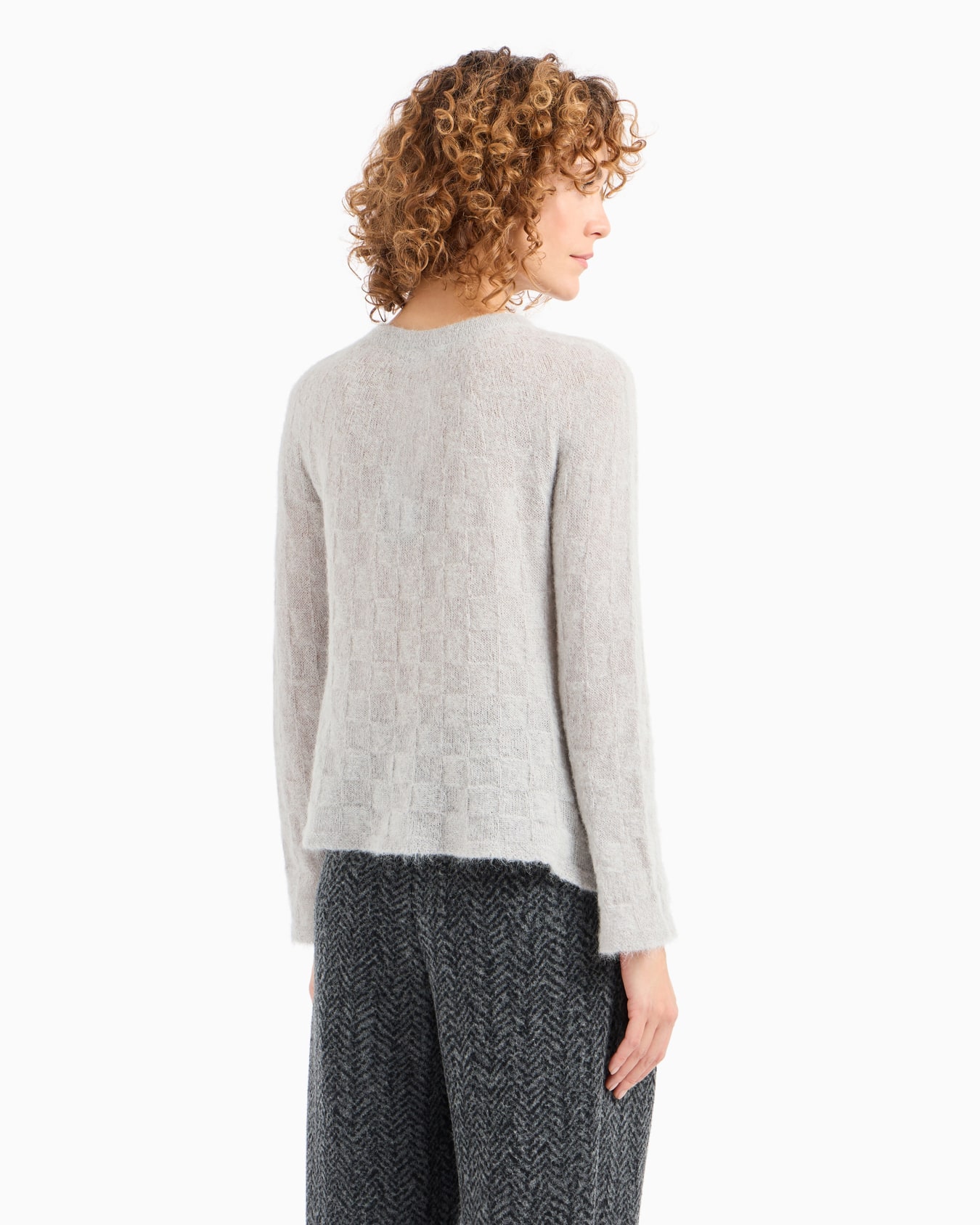 Pull à carreaux en alpaga sans couture Diapositive 3