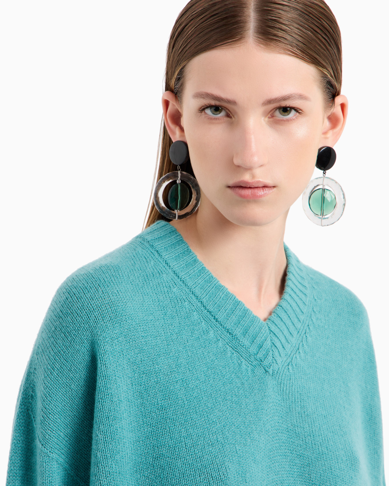 Pull à encolure en V sans coutures en laine vierge rase Diapositive 5