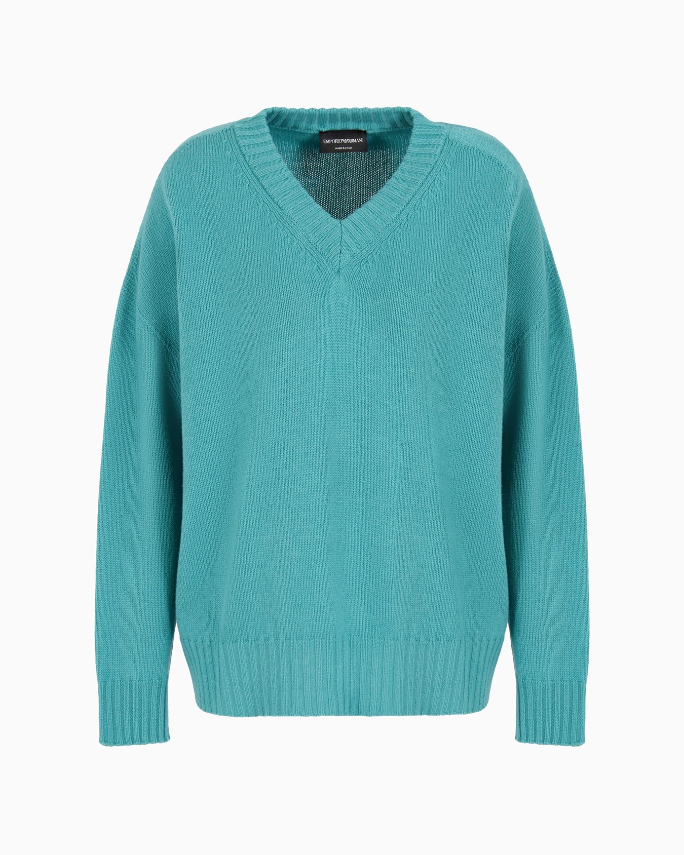 Pull à encolure en V sans coutures en laine vierge rase Diapositive 0