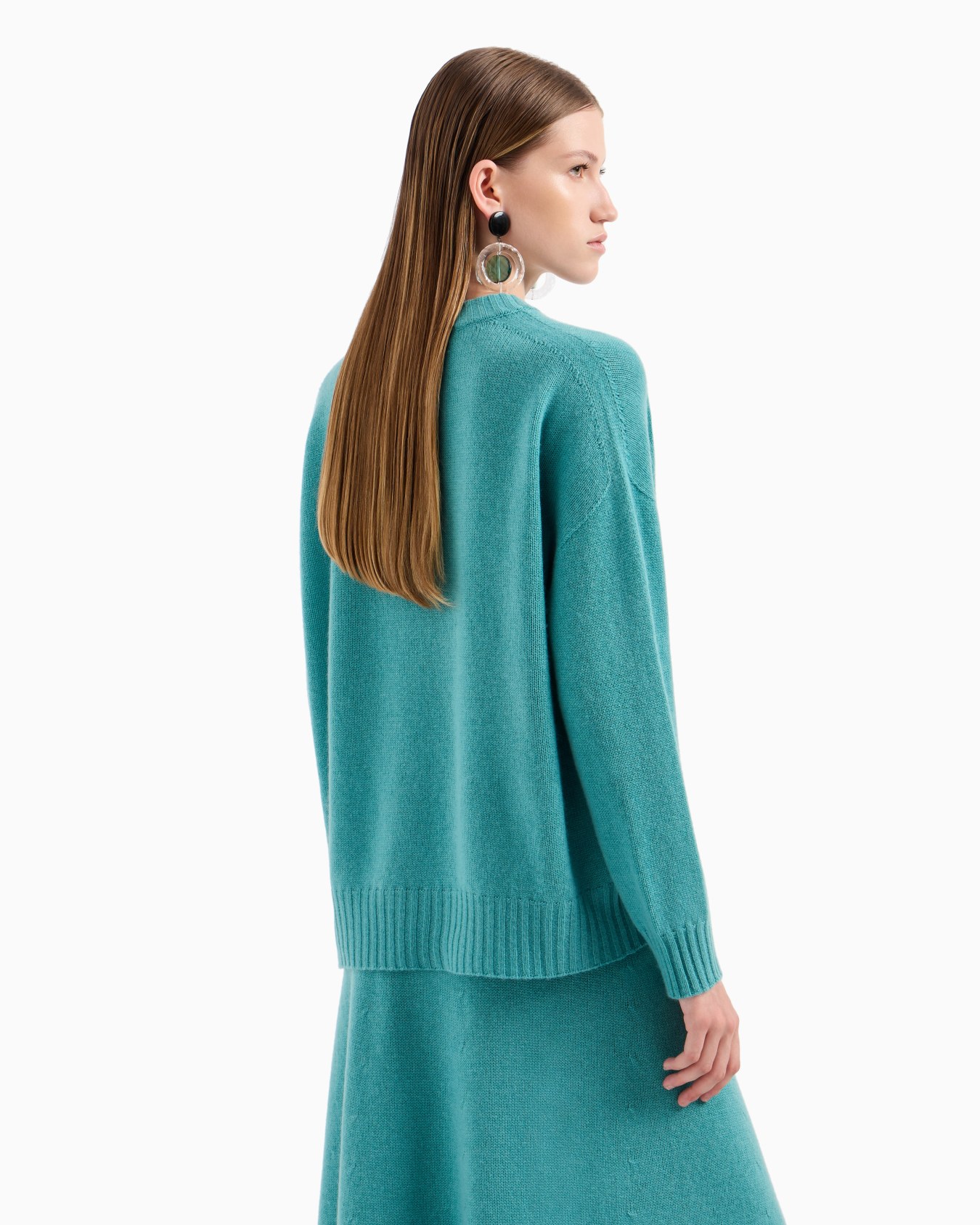 Pull à encolure en V sans coutures en laine vierge rase Diapositive 2
