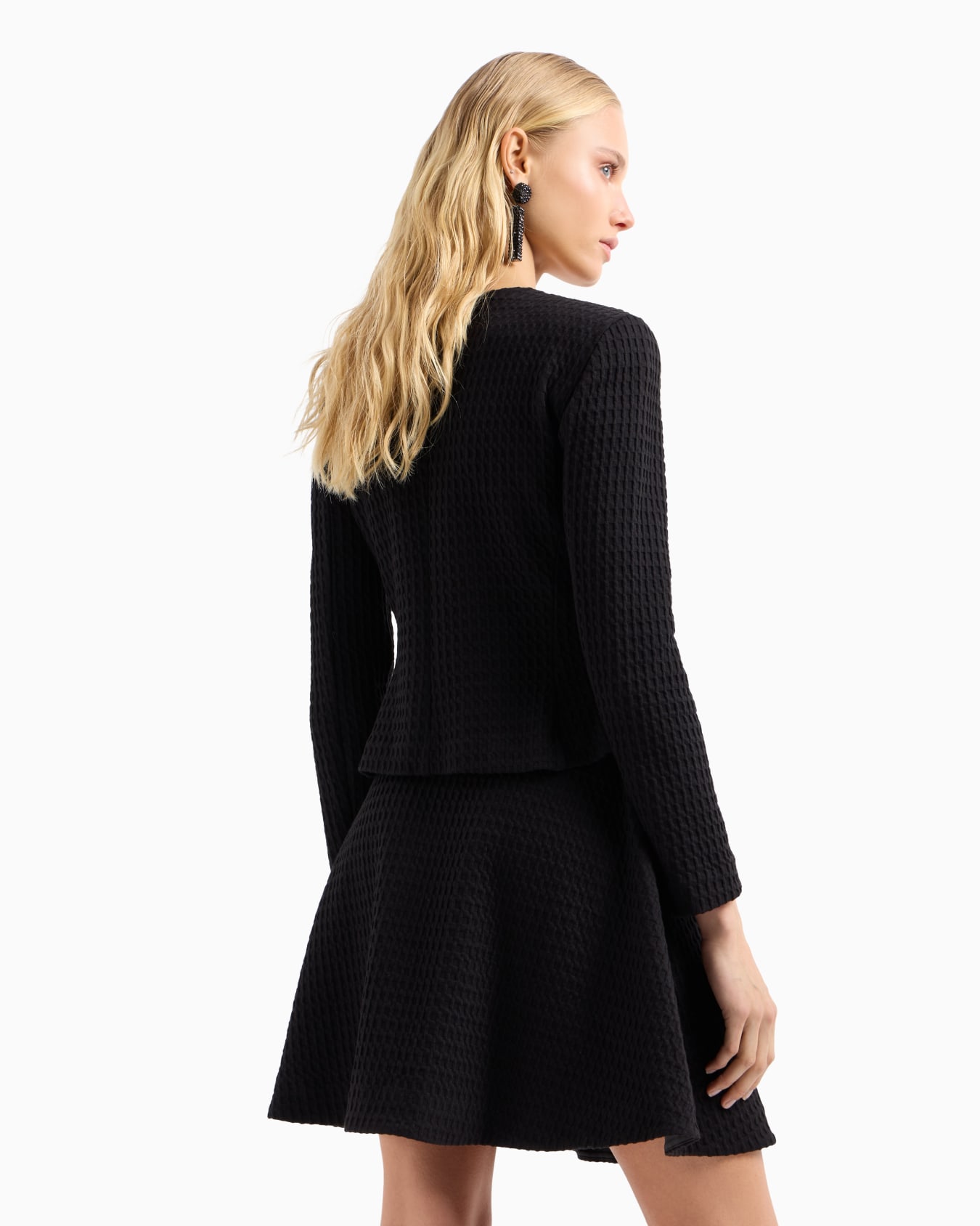 Waffle-effect knit flared skirt Slide 2