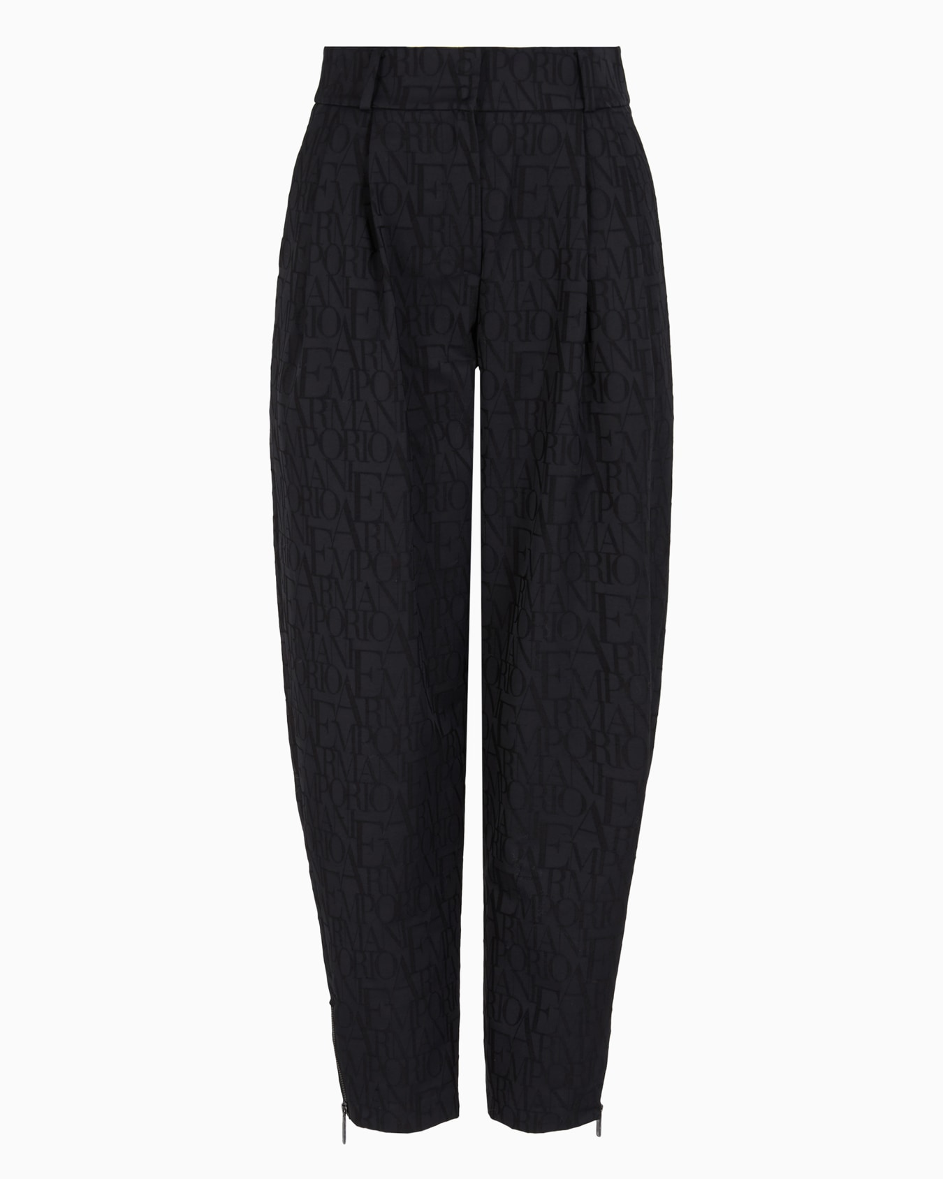 Pantalon à jambe ovale en laine mélangée, avec inscription en jacquard all over Diapositive 0