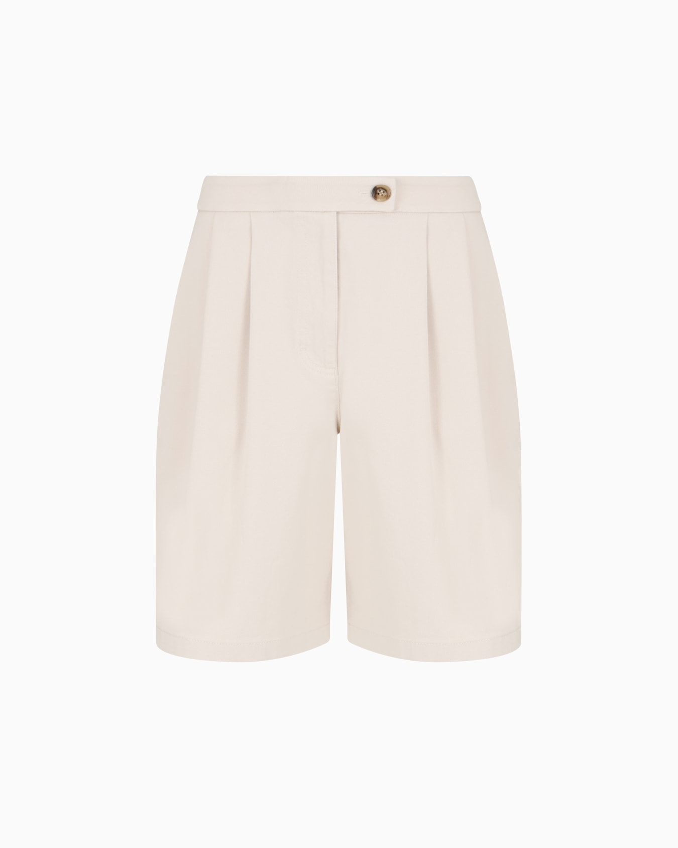 Stretch cotton gabardine shorts with pleats Slide 0
