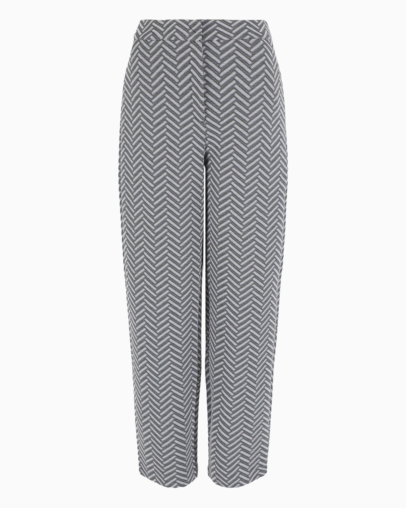 Oval-leg trousers in jacquard jersey with a chevron motif Slide 0
