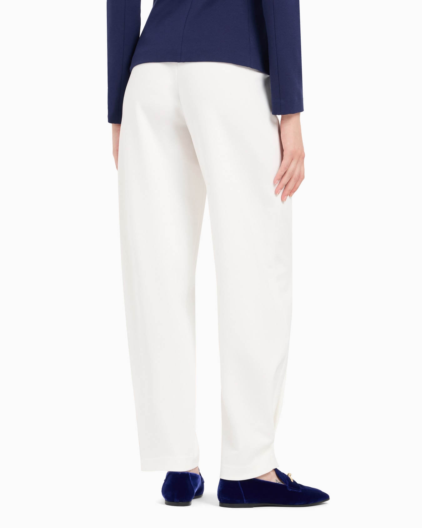 Stretch Milano-stitch fabric trousers with pleat at the hem Slide 2