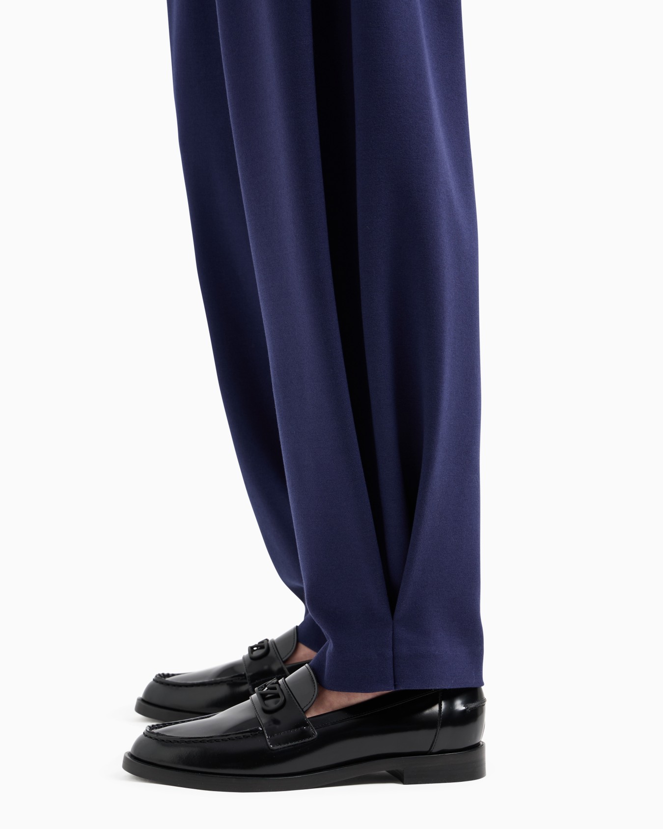 Stretch Milano-stitch fabric trousers with pleat at the hem Slide 4