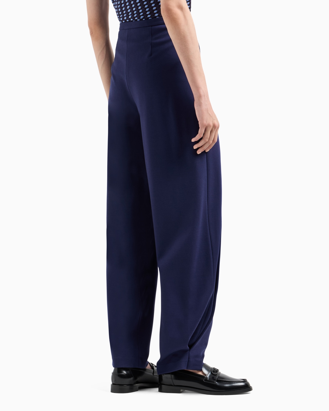 Stretch Milano-stitch fabric trousers with pleat at the hem Slide 2