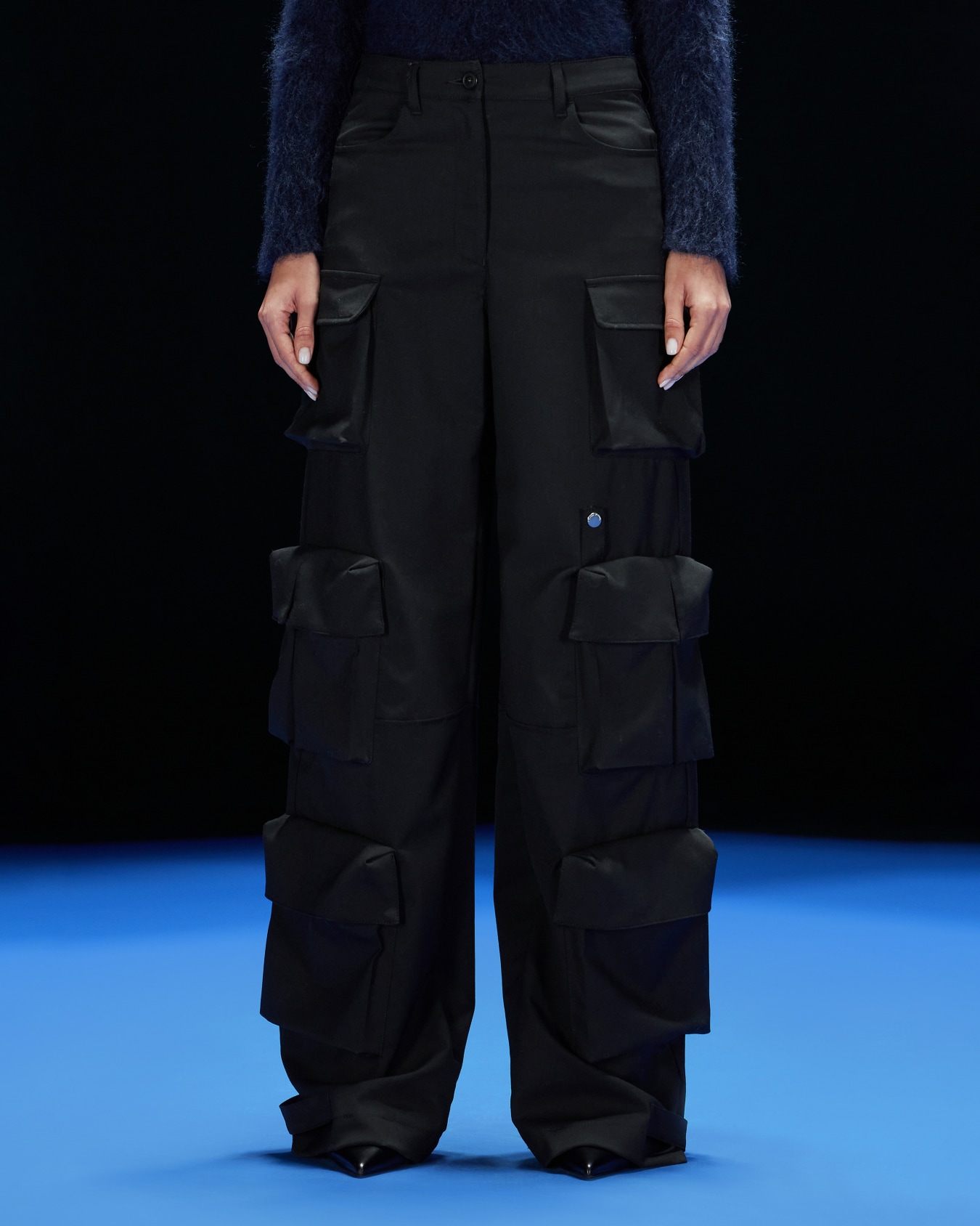 ASV Black Blue capsule collection multipocket wool-blend cargo trousers Slide 2