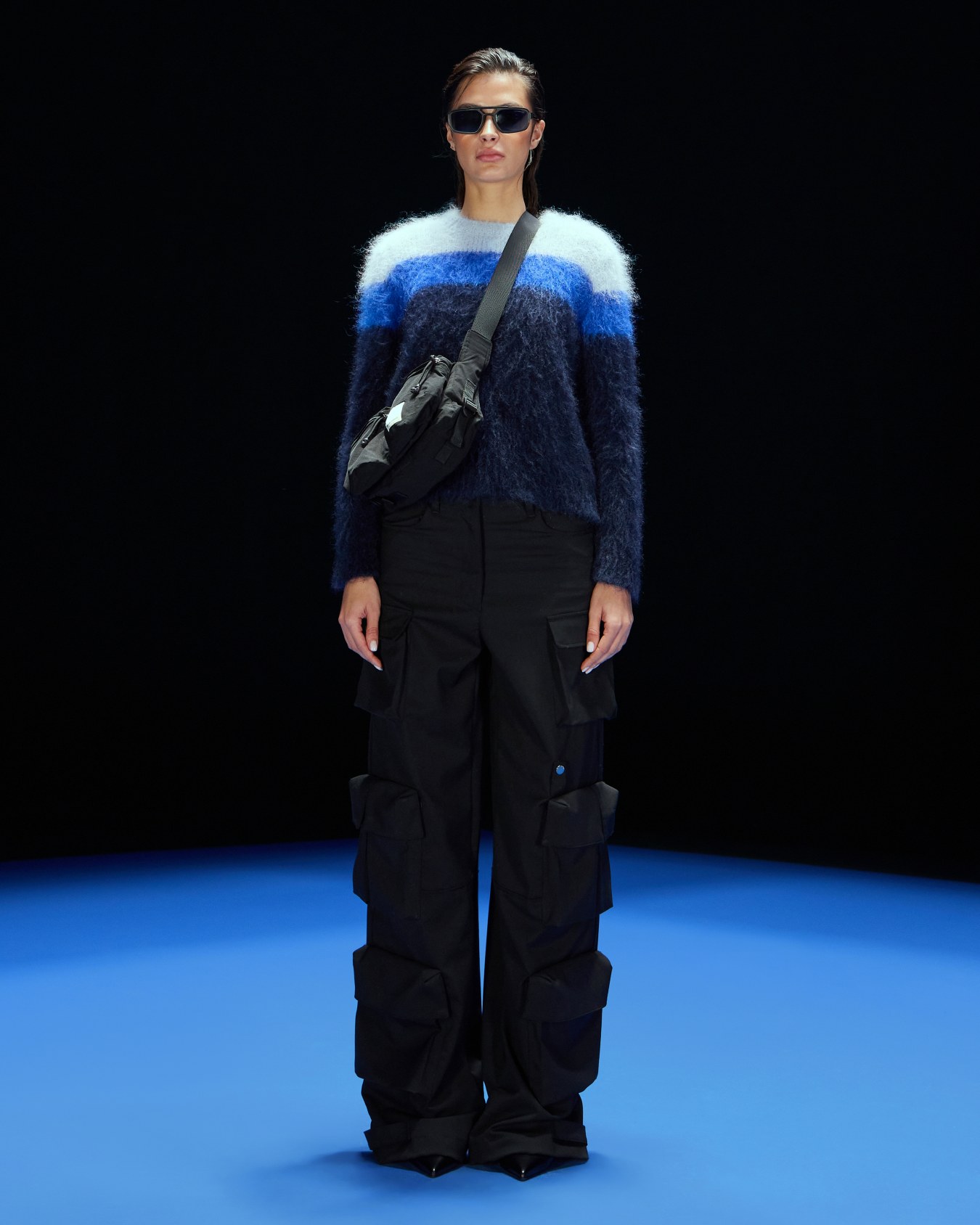 ASV Black Blue capsule collection multipocket wool-blend cargo trousers Slide 4