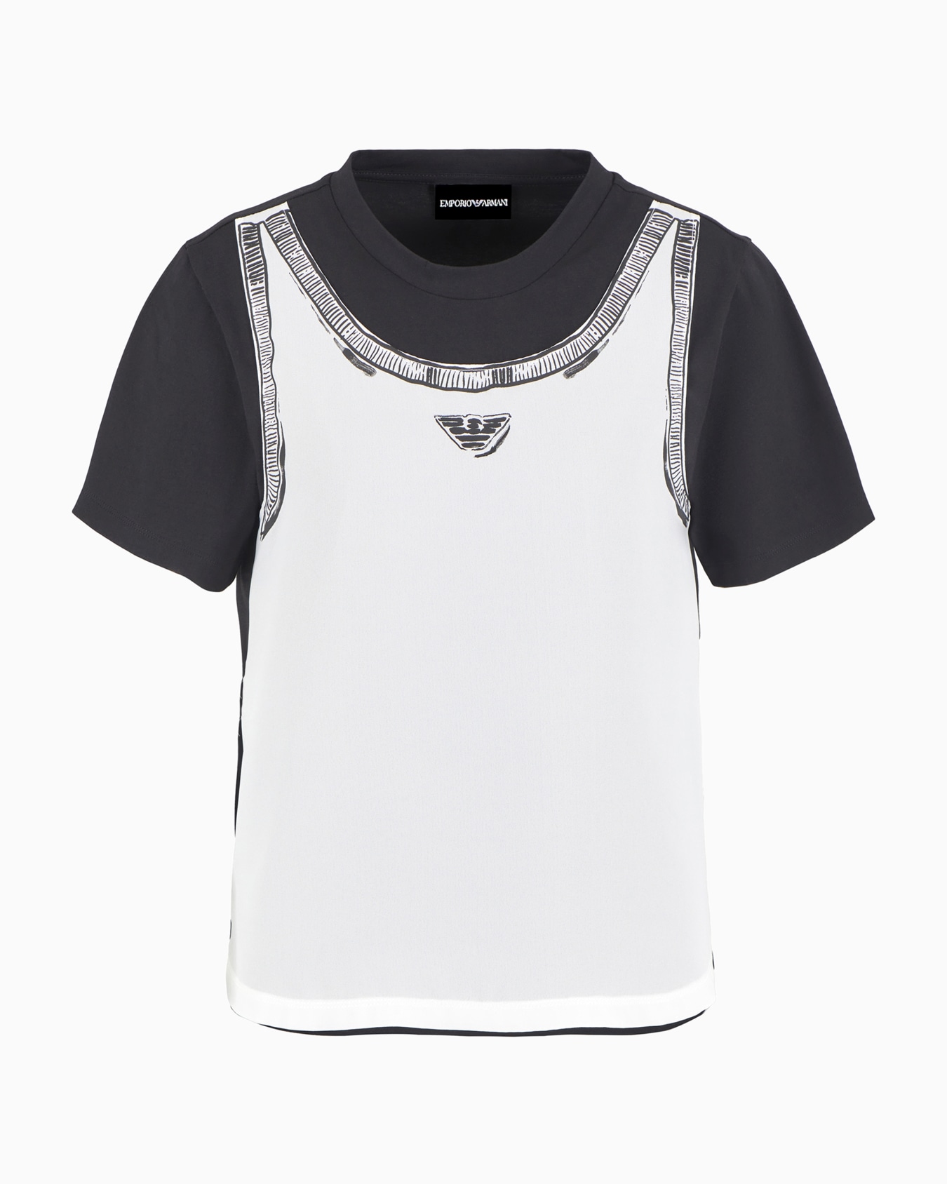 T-shirt en jersey biologique avec haut trompe-l’œil en georgette ASV Diapositive 0