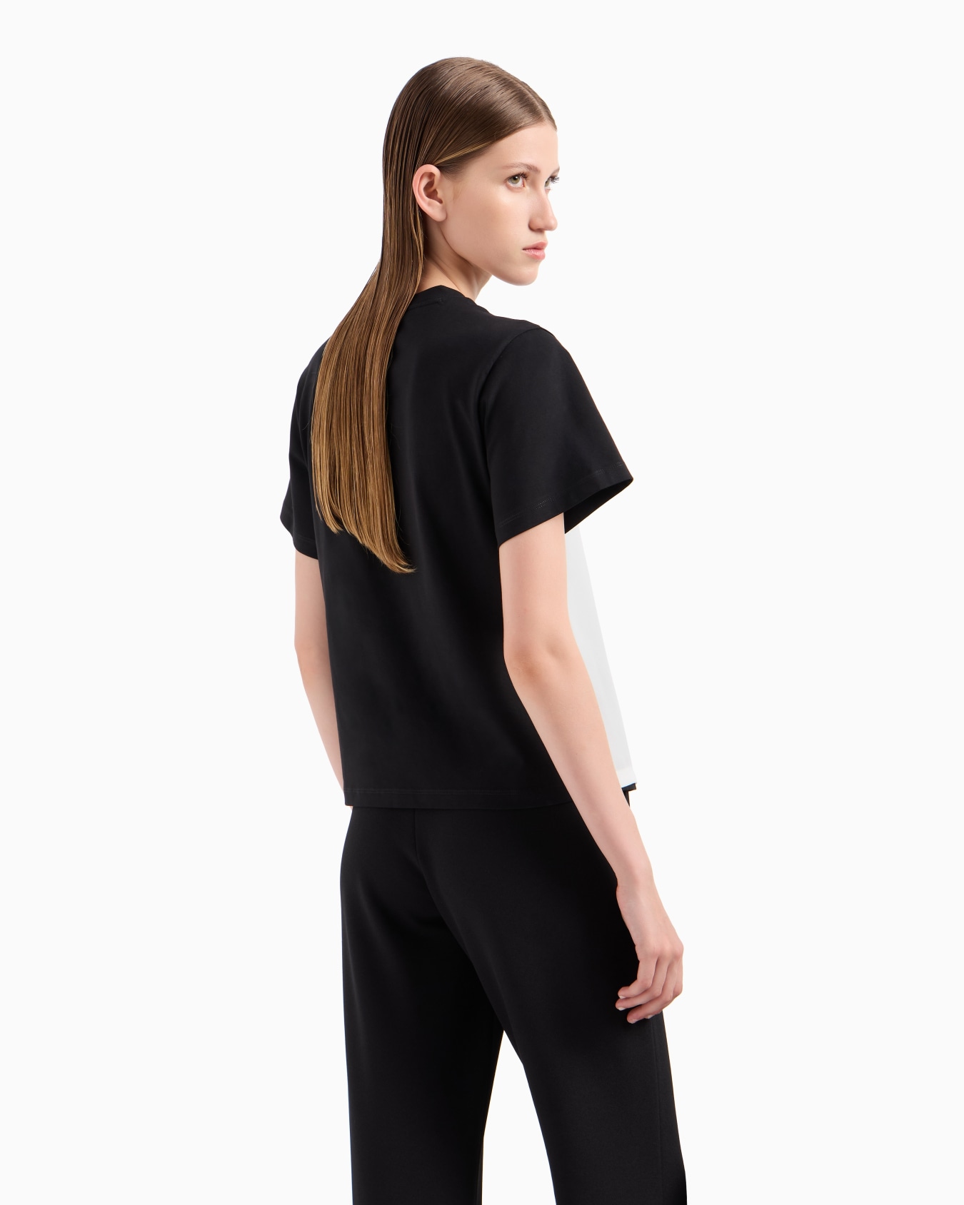 T-shirt en jersey biologique avec haut trompe-l’œil en georgette ASV Diapositive 2