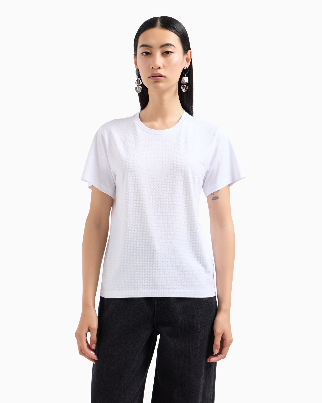 ASV Supima jersey T-shirt with all-over rhinestones and eagle Slide 1
