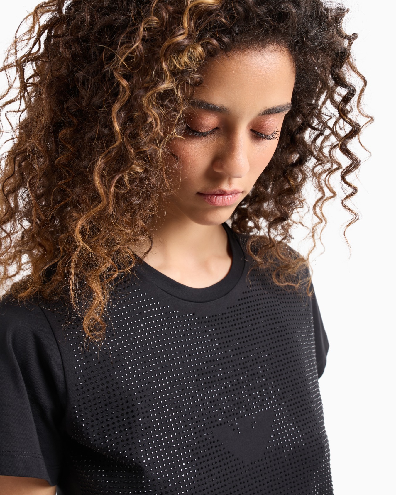 ASV Oversize-T-Shirt aus Supima-Jersey mit Allover-Strasssteinen und Adler Folie 4
