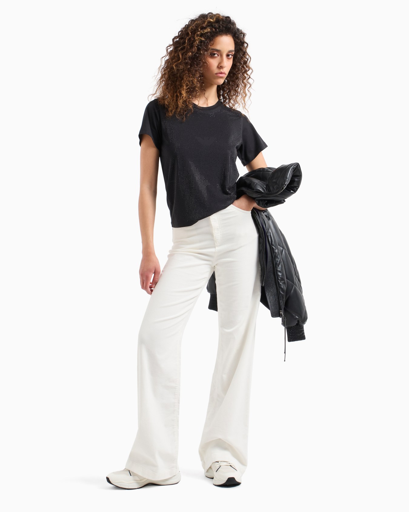 ASV Oversize-T-Shirt aus Supima-Jersey mit Allover-Strasssteinen und Adler Folie 3